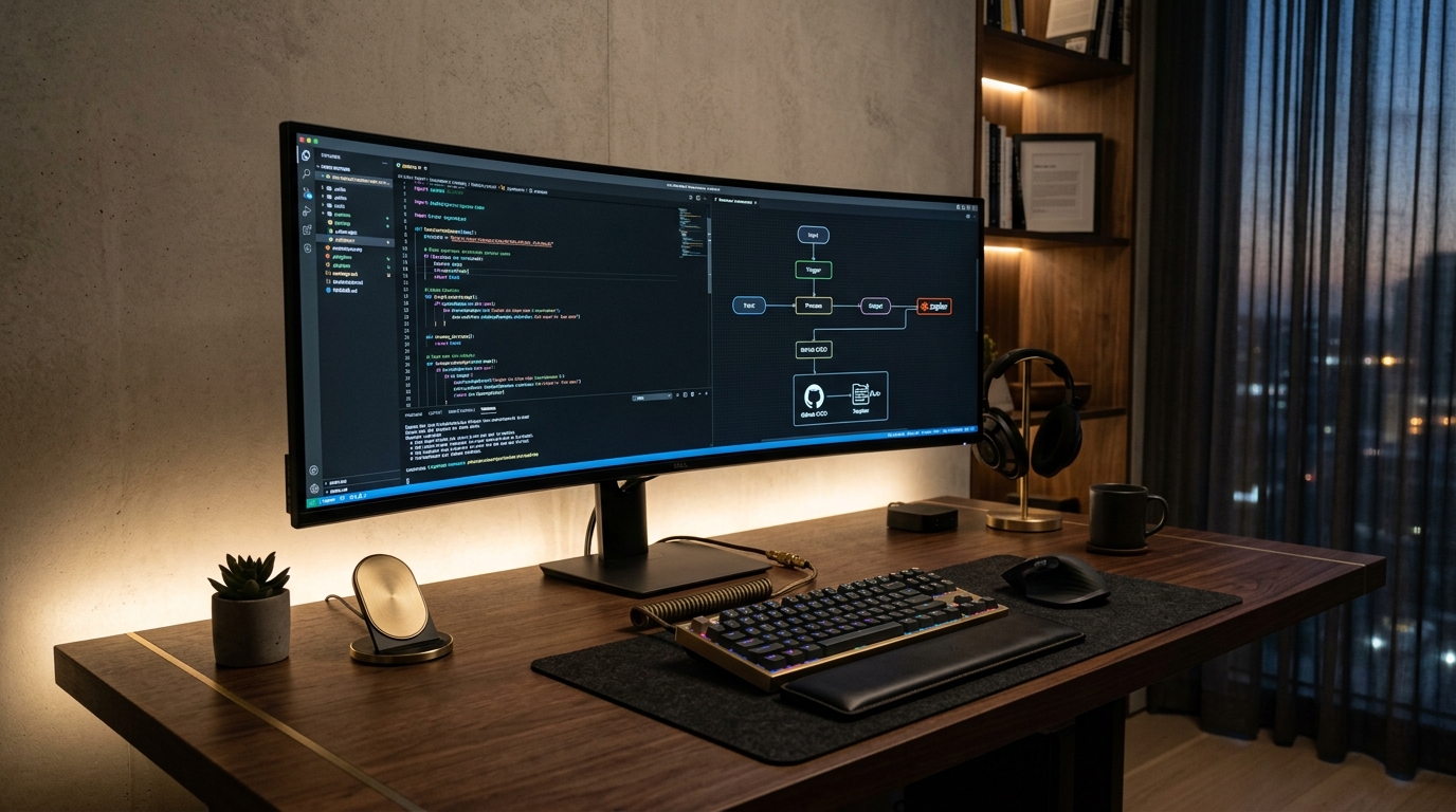 Clean Deep Work Workspace with Minimal Visual Clutter and Focus Lighting